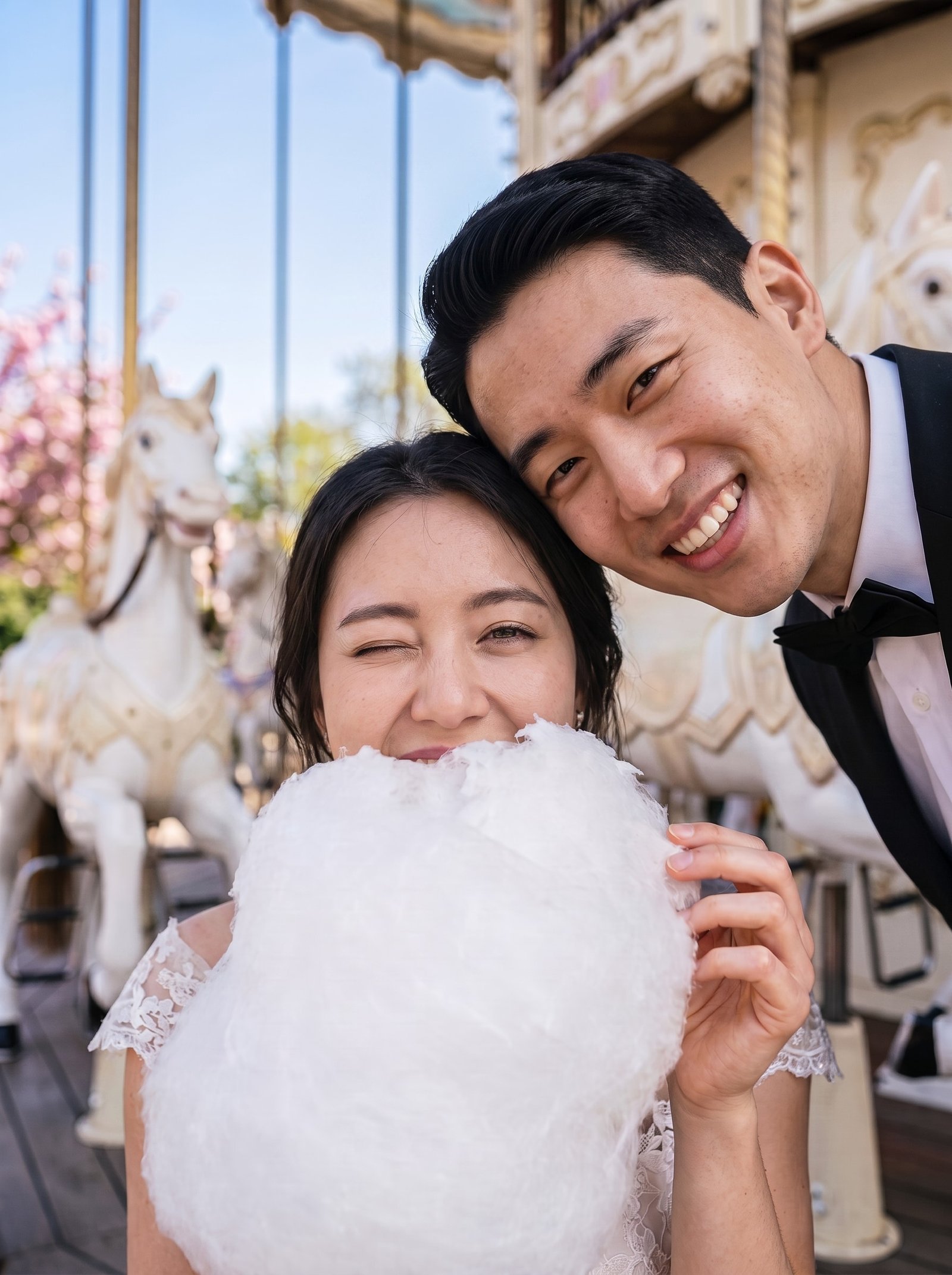 Couple at an amusement park