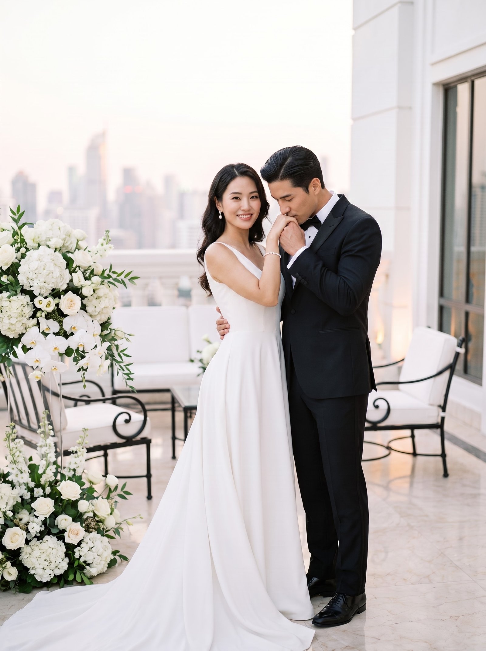 Couple in evening wear
