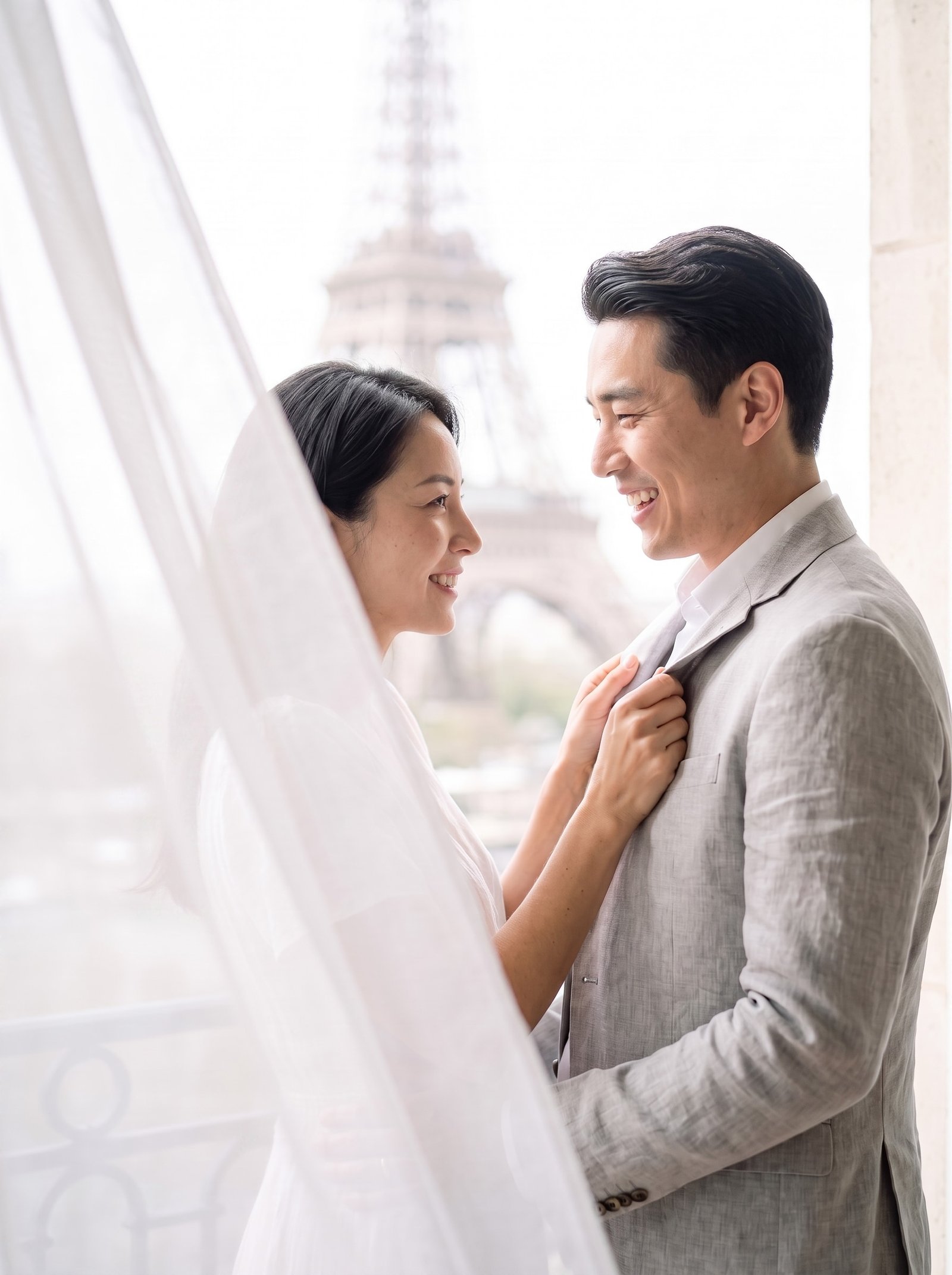 Couple on a Paris balcony