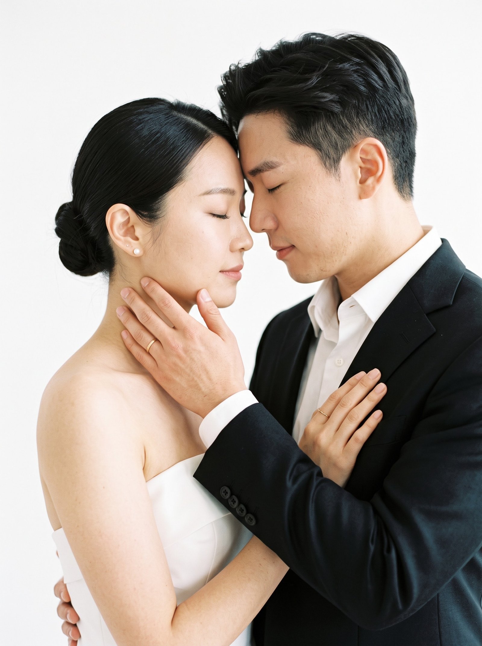 Couple touching foreheads
