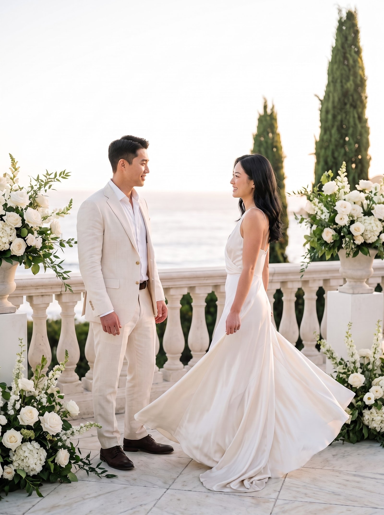 Couple walking at sunset