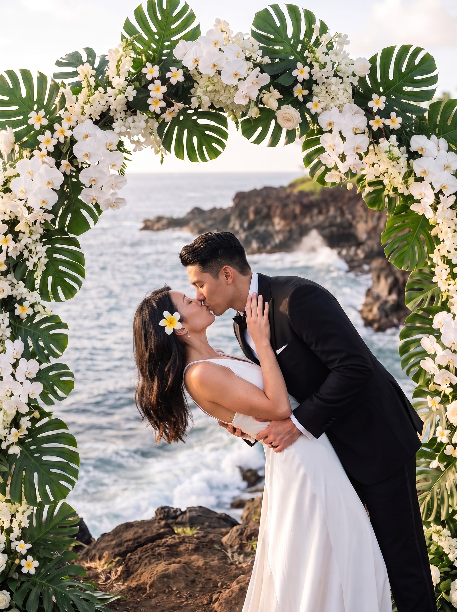 Couple on a tropical cliff