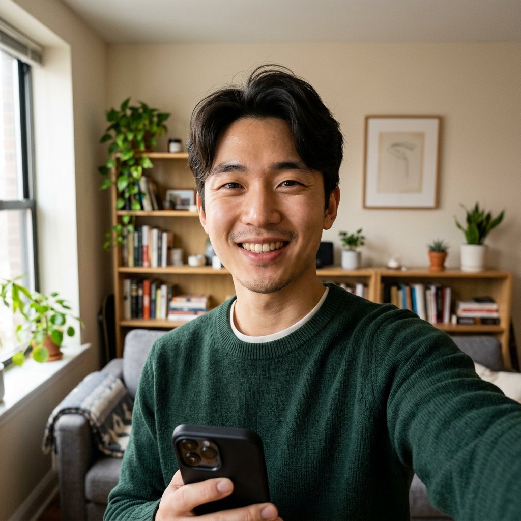 Ordinary phone selfie used as input